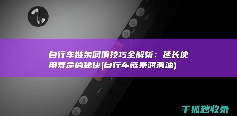 自行车链条润滑技巧全解析：延长使用寿命的秘诀 (自行车链条润滑油)