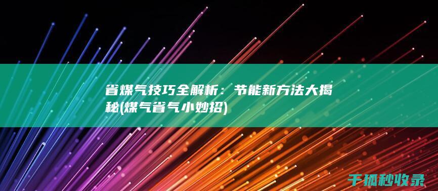 省煤气技巧全解析：节能新方法大揭秘 (煤气省气小妙招)